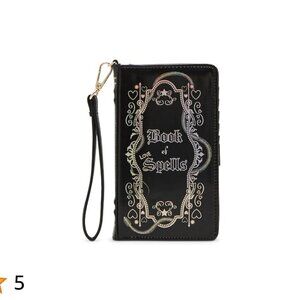 Betsey Johnson Kitsch Book of Spells Wallet Wristlet Black NWT